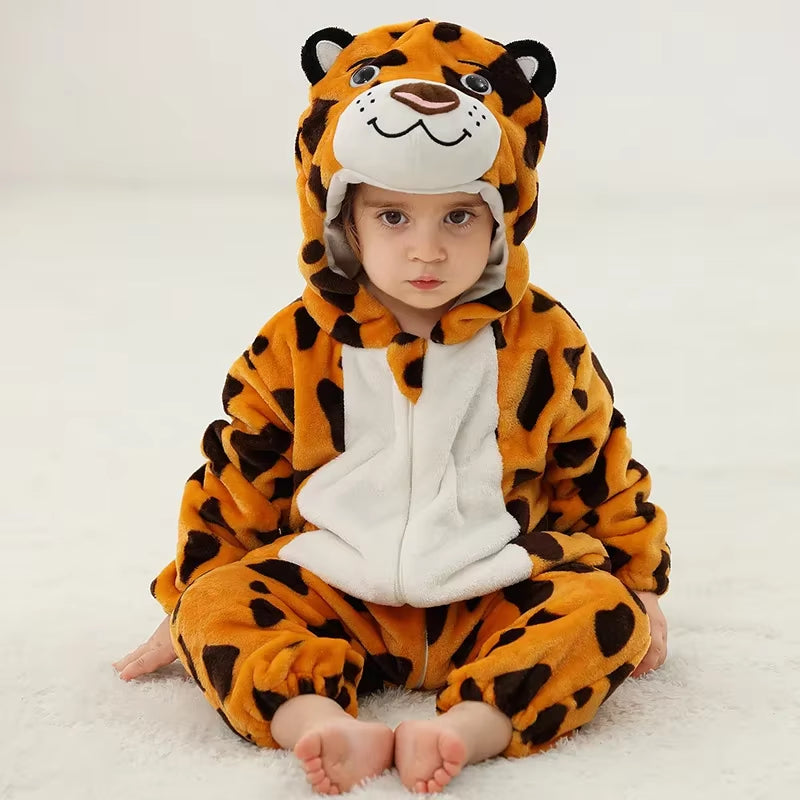 Baby Rompers Winter Kigurumi Lion Costume for Girls Boys Toddler Animal Jumpsuit Infant Clothes Pyjamas Kids Overalls Ropa Bebes