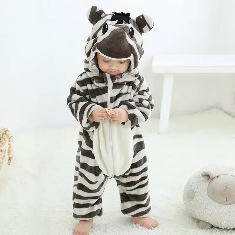 Baby Rompers Winter Kigurumi Lion Costume for Girls Boys Toddler Animal Jumpsuit Infant Clothes Pyjamas Kids Overalls Ropa Bebes