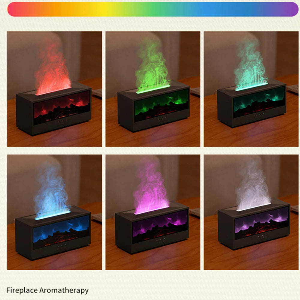 FlameGlow Aromatherapy Humidifier β 3-in-1 Fireplace-Inspired Essential Oil Diffuser
