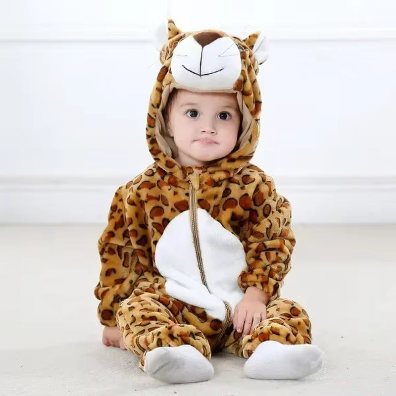 Baby Rompers Winter Kigurumi Lion Costume for Girls Boys Toddler Animal Jumpsuit Infant Clothes Pyjamas Kids Overalls Ropa Bebes