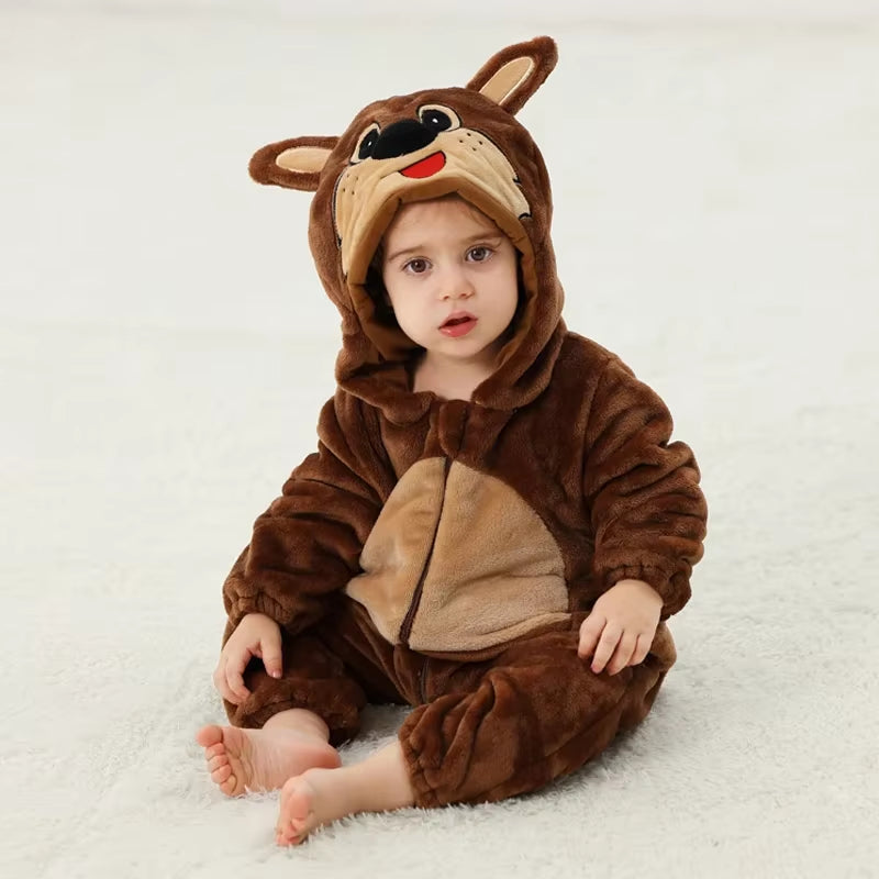 Baby Rompers Winter Kigurumi Lion Costume for Girls Boys Toddler Animal Jumpsuit Infant Clothes Pyjamas Kids Overalls Ropa Bebes