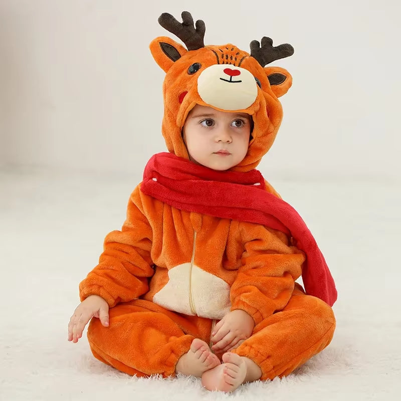 Baby Rompers Winter Kigurumi Lion Costume for Girls Boys Toddler Animal Jumpsuit Infant Clothes Pyjamas Kids Overalls Ropa Bebes