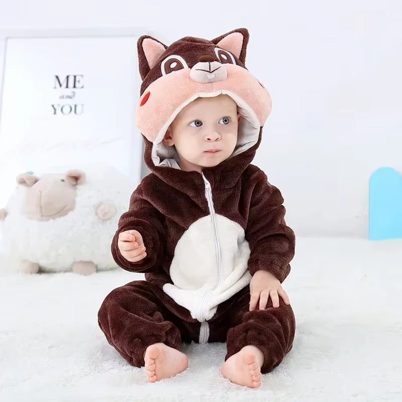 Baby Rompers Winter Kigurumi Lion Costume for Girls Boys Toddler Animal Jumpsuit Infant Clothes Pyjamas Kids Overalls Ropa Bebes