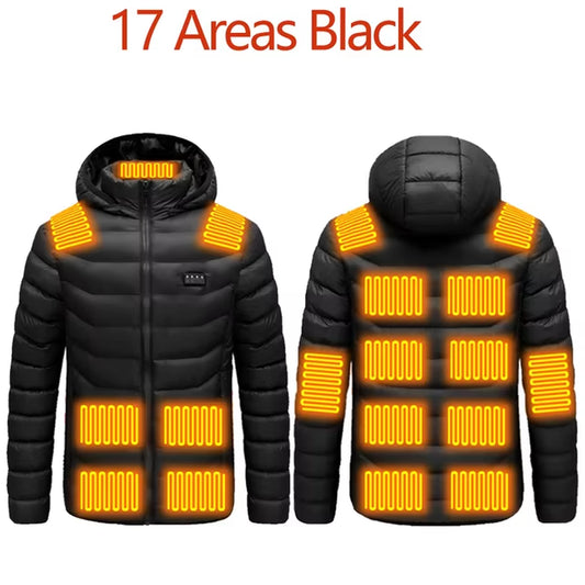 2021 NWE Men Winter Warm USB Heating Jackets Smart Thermostat Pure Color Hooded Heated Clothing Waterproof Warm Jackets