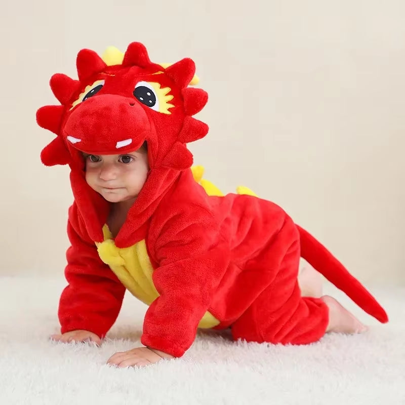 Baby Rompers Winter Kigurumi Lion Costume for Girls Boys Toddler Animal Jumpsuit Infant Clothes Pyjamas Kids Overalls Ropa Bebes