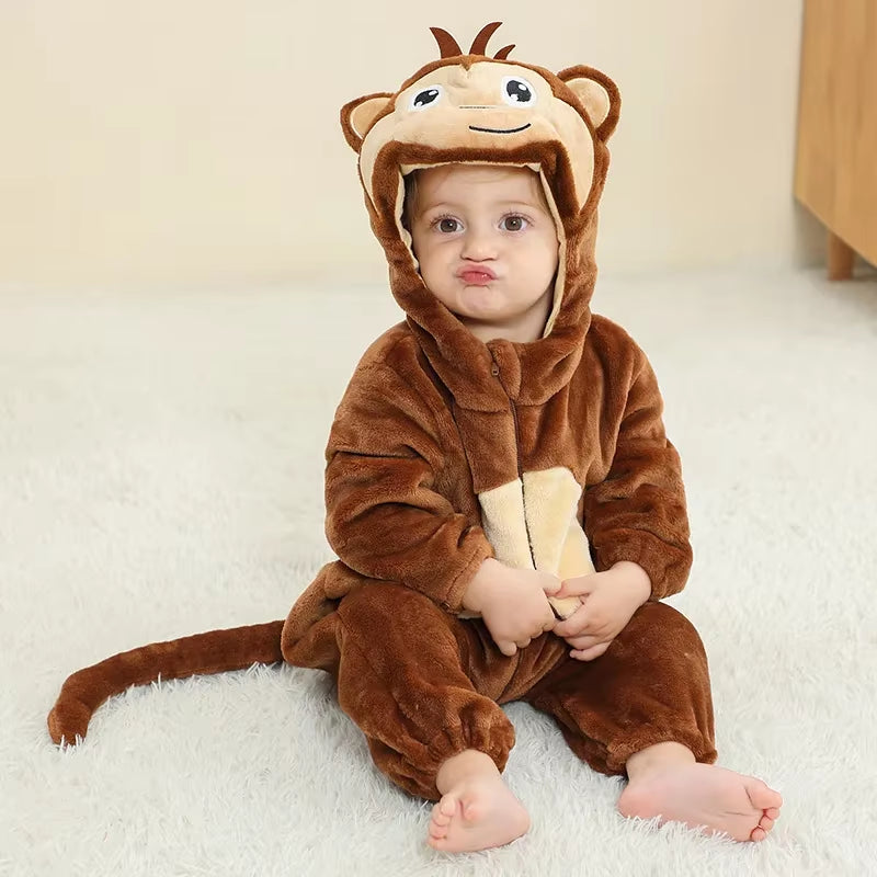 Baby Rompers Winter Kigurumi Lion Costume for Girls Boys Toddler Animal Jumpsuit Infant Clothes Pyjamas Kids Overalls Ropa Bebes