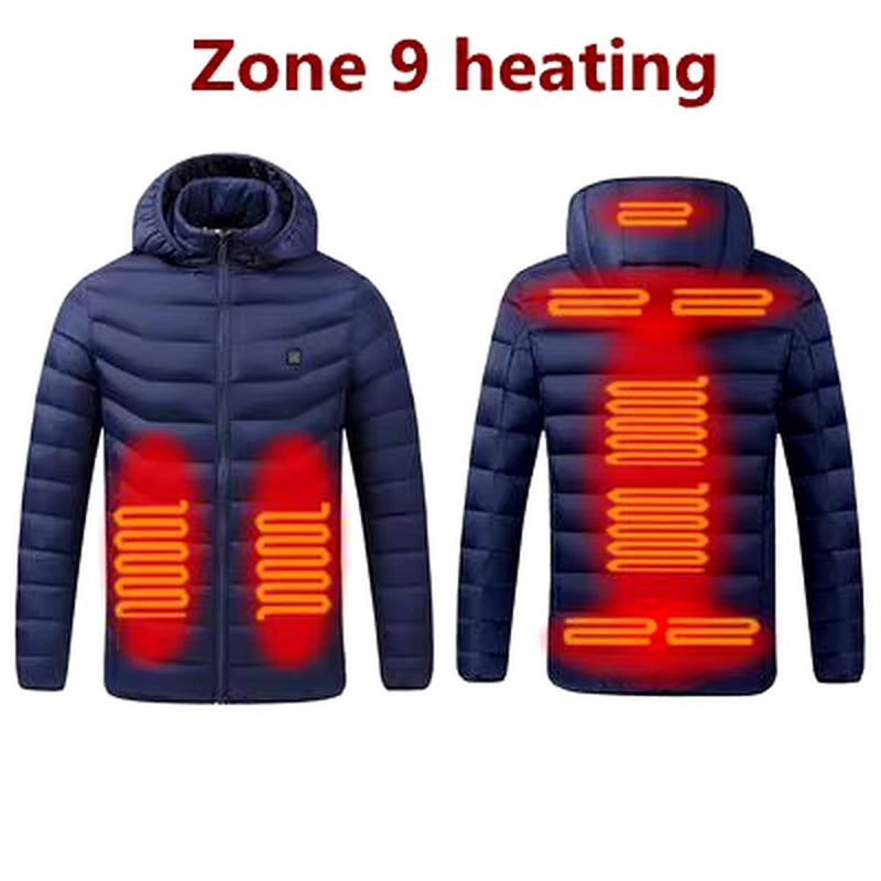 2021 NWE Men Winter Warm USB Heating Jackets Smart Thermostat Pure Color Hooded Heated Clothing Waterproof Warm Jackets