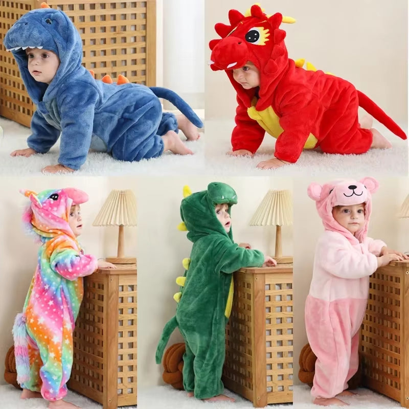 Baby Rompers Winter Kigurumi Lion Costume for Girls Boys Toddler Animal Jumpsuit Infant Clothes Pyjamas Kids Overalls Ropa Bebes