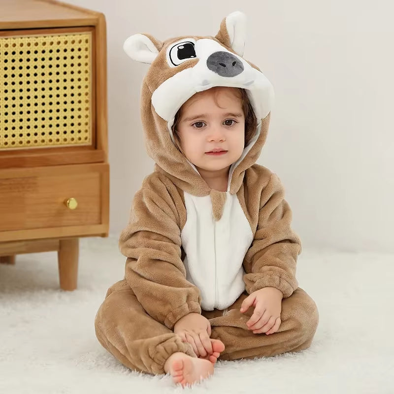 Baby Rompers Winter Kigurumi Lion Costume for Girls Boys Toddler Animal Jumpsuit Infant Clothes Pyjamas Kids Overalls Ropa Bebes