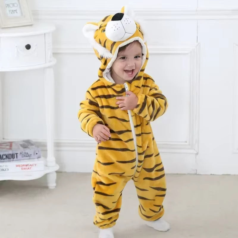 Baby Rompers Winter Kigurumi Lion Costume for Girls Boys Toddler Animal Jumpsuit Infant Clothes Pyjamas Kids Overalls Ropa Bebes