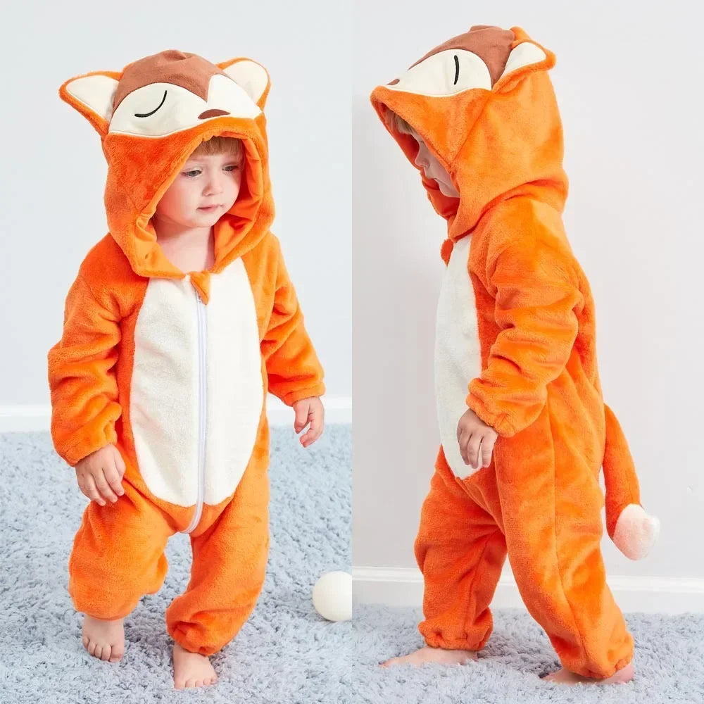 Baby Rompers Winter Kigurumi Lion Costume for Girls Boys Toddler Animal Jumpsuit Infant Clothes Pyjamas Kids Overalls Ropa Bebes
