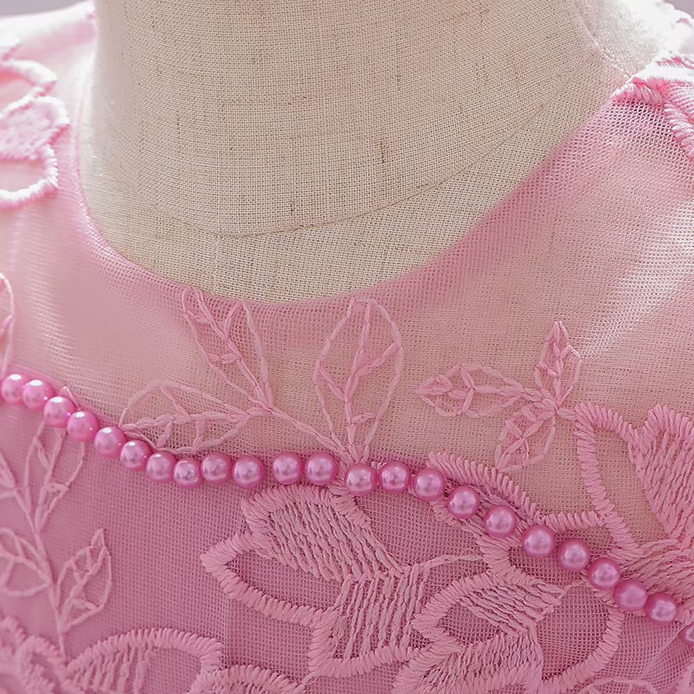 Infant Trailing Baptism Dress Baby Girl 1 Year Birthday Princess Dress Embroidery Flower Baby Girl Dresses Party and Wedding