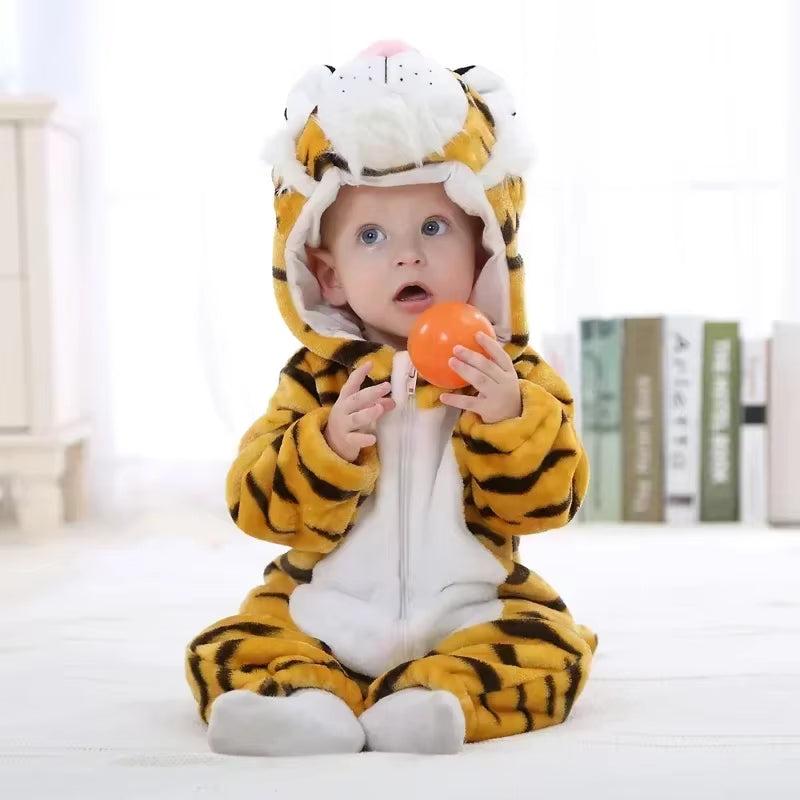Baby Rompers Winter Kigurumi Lion Costume for Girls Boys Toddler Animal Jumpsuit Infant Clothes Pyjamas Kids Overalls Ropa Bebes