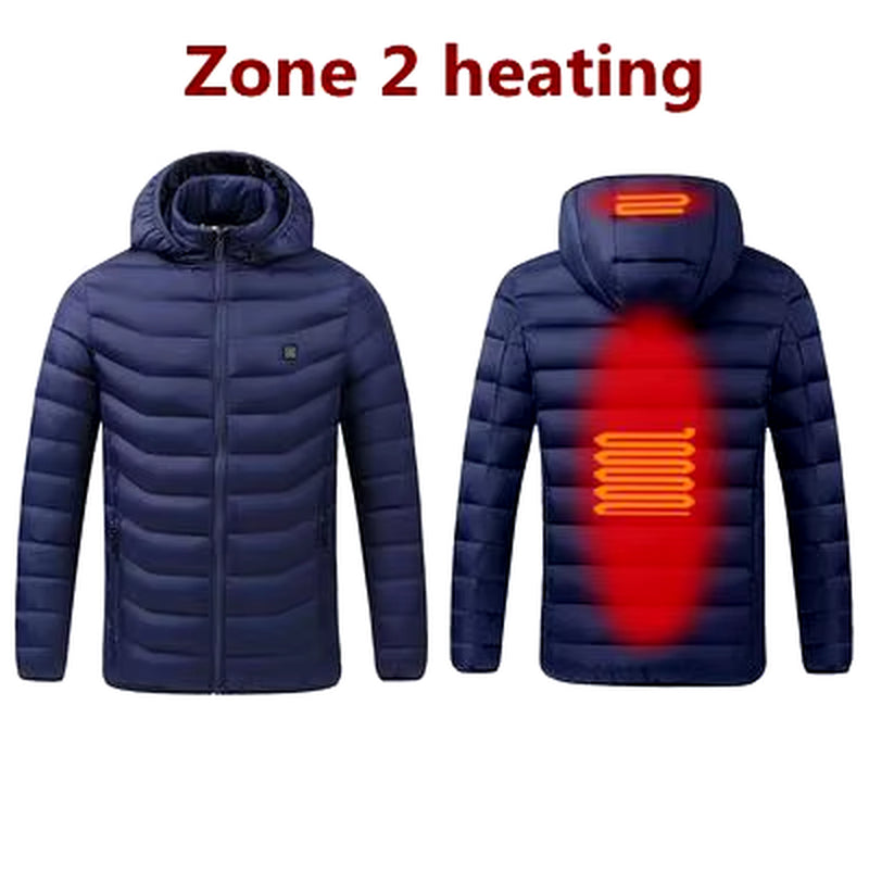 2021 NWE Men Winter Warm USB Heating Jackets Smart Thermostat Pure Color Hooded Heated Clothing Waterproof Warm Jackets