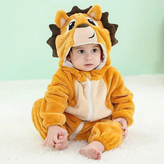 Baby Rompers Winter Kigurumi Lion Costume for Girls Boys Toddler Animal Jumpsuit Infant Clothes Pyjamas Kids Overalls Ropa Bebes